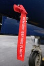 Remove before flight flag Royalty Free Stock Photo