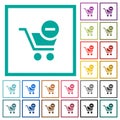 Remove item from cart flat color icons with quadrant frames Royalty Free Stock Photo