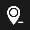 Remove pin from map dark mode glyph ui icon Royalty Free Stock Photo