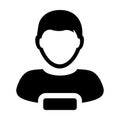 Remove Profile icon male user person avatar with minus symbol in flat color glyph pictogram Royalty Free Stock Photo