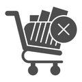 Remove from shopping cart glyph icon. Denied goods in market trolley. Commerce vector design concept, solid style Royalty Free Stock Photo