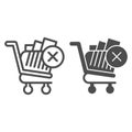 Remove from shopping cart line and glyph icon. Denied goods in market trolley. Commerce vector design concept, outline Royalty Free Stock Photo