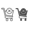 Remove from shopping cart line and glyph icon. Market trolley with cross buttun. Commerce vector design concept, outline Royalty Free Stock Photo