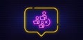 Remove team line icon. Teamwork sign. Neon light speech bubble. Vector