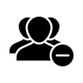 Remove team glyph flat vector icon