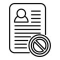Remove user data icon outline vector. Delete service Royalty Free Stock Photo
