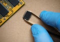 Removed semiconductor chip Royalty Free Stock Photo