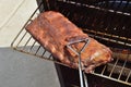 Removing Baby Back Ribs From a Smoker
