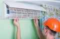 Removing dirty air conditioner Royalty Free Stock Photo