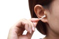 Removing ear wax using a cotton bud Royalty Free Stock Photo