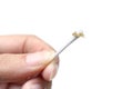 Removing ear wax using a cotton bud Royalty Free Stock Photo