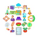 Remuneration icons set, cartoon style Royalty Free Stock Photo