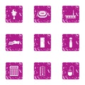 Remuneration icons set, grunge style Royalty Free Stock Photo