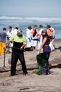 Rena oil spill clean up workers Royalty Free Stock Photo
