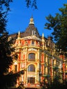 Renaissance architectural building in orange-yellow colors