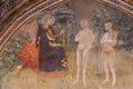 Fresco in San Gimignano - Jesus, Adam and Eve in the Garden of E Royalty Free Stock Photo