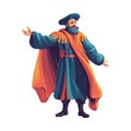 renaissance man wearing blue clothes