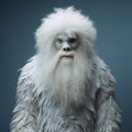 Renaissance Minimalism: A Distinctive Snow Gorilla With A Beard And Fur