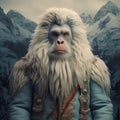 Renaissance Minimalism: Yeti Humanoid In Baroque Animal Portrait