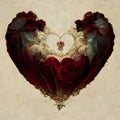 Renaissance painting heart shaped valentine decorative abstract illustration