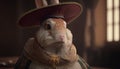 Renaissance Rabbit is a fictional bunny artist, embodying creativity and innovation, often depicted wearing a beret and holding a