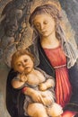 Renaissance religious painting showing Virgin Mary holding baby Jesus Royalty Free Stock Photo