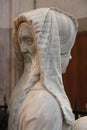 renaissance statue of a two headed character in the cathedral of nantes (france)