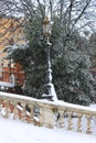 Renaissance street light under snow Royalty Free Stock Photo