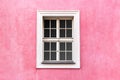 Renaissance style window on pink wall color Royalty Free Stock Photo