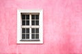 Renaissance style window on pink wall color Royalty Free Stock Photo