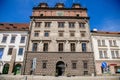 Renaissance Town Hall on the Republic Square in the center of Plzen in sunny day. The seat of the city council. Pilsen, Western Royalty Free Stock Photo