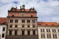 Renaissance Town Hall on Republic Square in center of Plzen in sunny day, seat of the city council, Sgraffito style plaster, Royalty Free Stock Photo