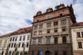 Renaissance Town Hall on Republic Square in center of Plzen in sunny day, seat of the city council, Sgraffito style plaster, Royalty Free Stock Photo