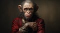 Renaissance University Monkey: Sentient Biped Troglodite With 4 Arms Royalty Free Stock Photo