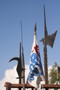 Renaissance Weapons halberds skyline with flag.