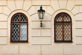 Renaissance windows with iron street lamp