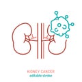 Renal cell carcinoma outline icon. Kidney cancer sign.