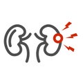 Renal pain line icon, Body pain concept, Kidney pain sign on white background, renal colic icon in outline style for