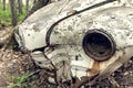 Abandoned Car in a Birch Forest Royalty Free Stock Photo