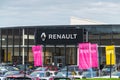Renault dealership sign. text and logo of car station dealership store signage garage Royalty Free Stock Photo