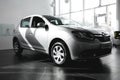 Renault Sandero gray car at the car dealership Royalty Free Stock Photo