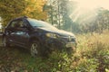 Renault Sandero Stepway parked on the country road. Royalty Free Stock Photo