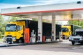 Renault T520 Yellow Truck Formula 1 Team gas station Royalty Free Stock Photo