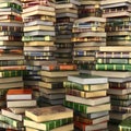 Render of big pile of colorful books on full screen. Royalty Free Stock Photo