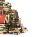 Render of big pile of colorful books on the left side, Royalty Free Stock Photo