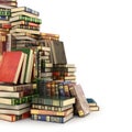 Render of big pile of colorful books on the left side, Royalty Free Stock Photo