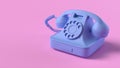 Render of Blue Vintage Phone isolated on pink background Royalty Free Stock Photo