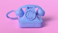 Render of Blue Vintage Phone isolated on pink background Royalty Free Stock Photo