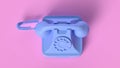 Render of Blue Vintage Phone isolated on pink background Royalty Free Stock Photo