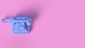 Render of Blue Vintage Phone isolated on pink background Royalty Free Stock Photo